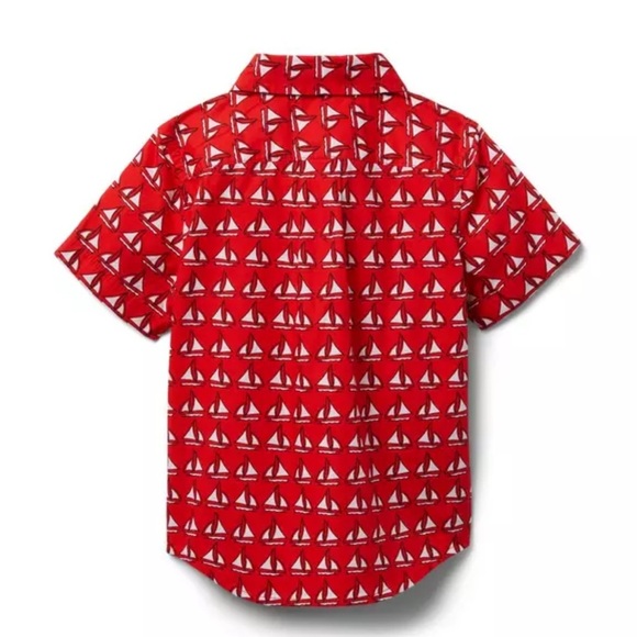 Janie and Jack Red Sailboat Poplin Shirt size 3 - Picture 2 of 7